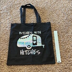 Black Tote Bag with Holographic Design